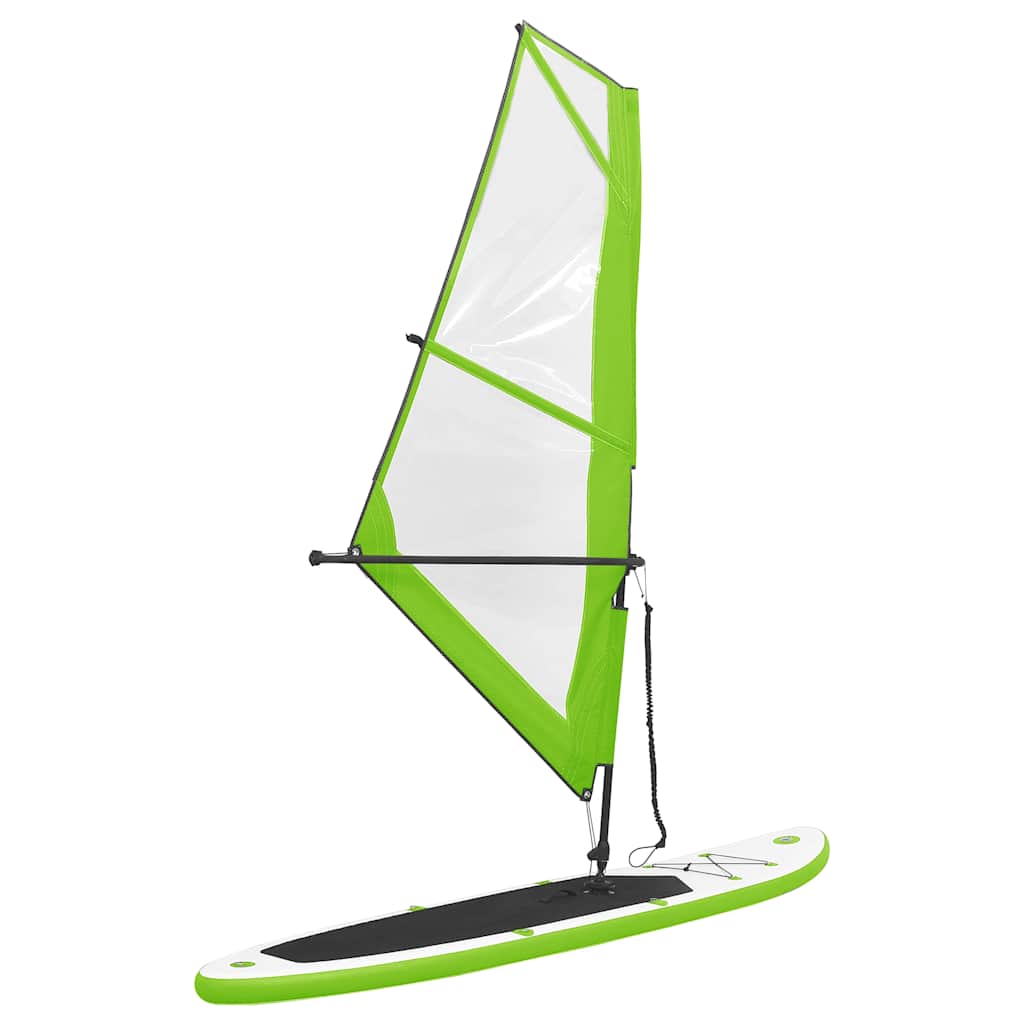 vidaXL Inflatable Stand Up Paddleboard with Sail Set Green and White 2