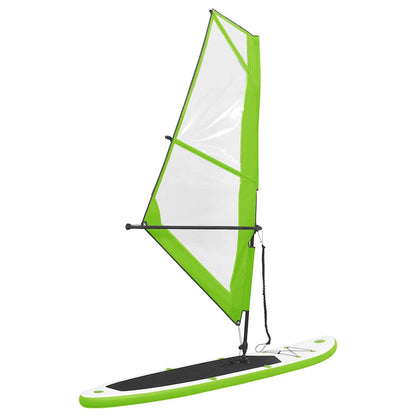 vidaXL Inflatable Stand Up Paddleboard with Sail Set Green and White 2