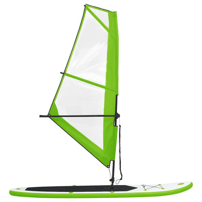 vidaXL Inflatable Stand Up Paddleboard with Sail Set Green and White 3