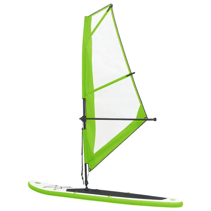 vidaXL Inflatable Stand Up Paddleboard with Sail Set Green and White 4