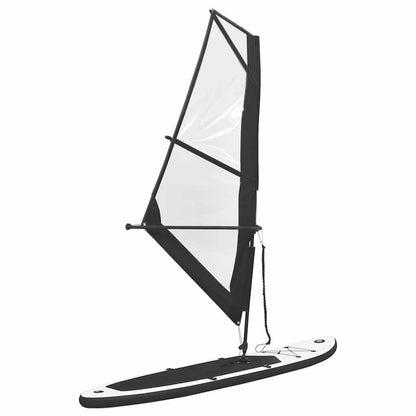 vidaXL Inflatable Stand Up Paddleboard with Sail Set Black and White 2