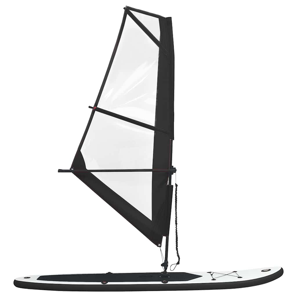 vidaXL Inflatable Stand Up Paddleboard with Sail Set Black and White 3