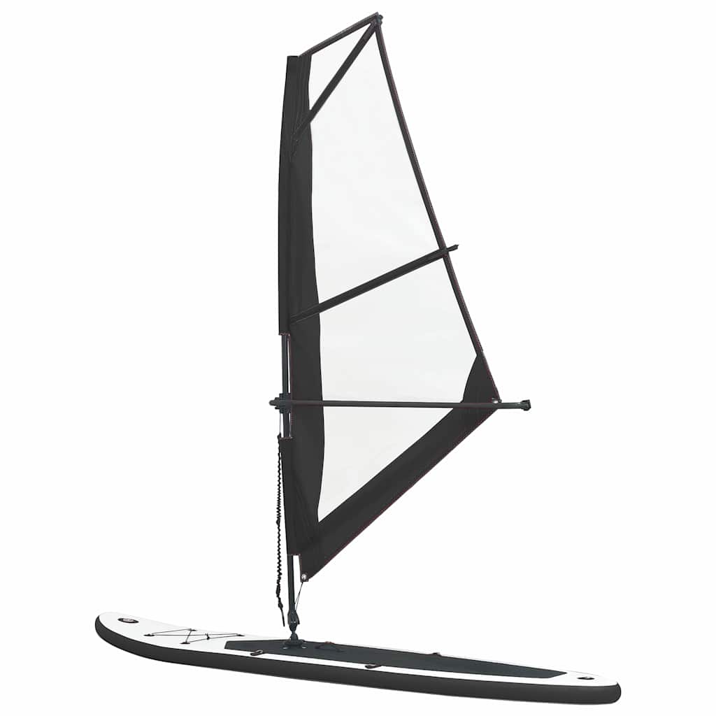 vidaXL Inflatable Stand Up Paddleboard with Sail Set Black and White 4