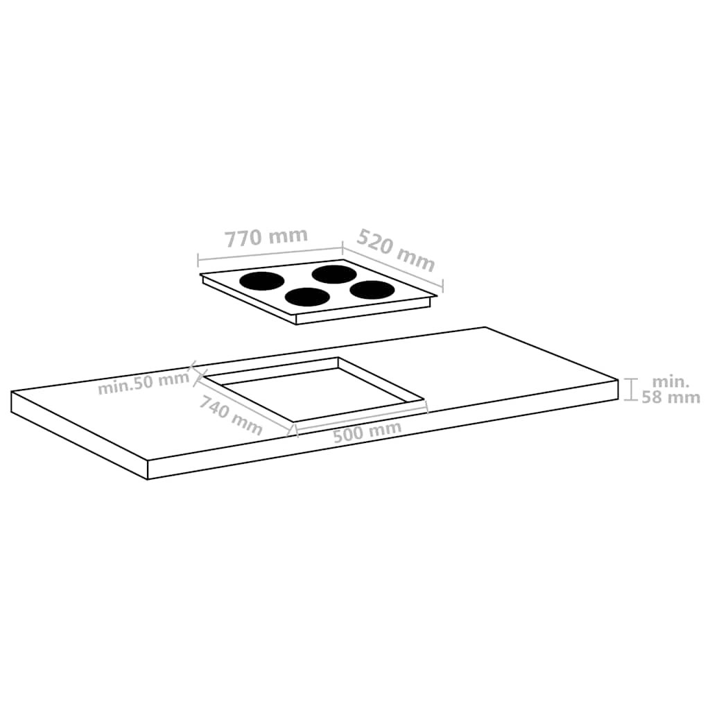 vidaXL Induction Hob with 4 Burners Touch Control Glass 77 cm 7000 W 4