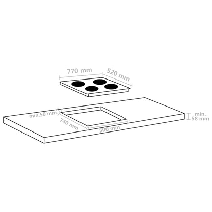 vidaXL Induction Hob with 4 Burners Touch Control Glass 77 cm 7000 W 4
