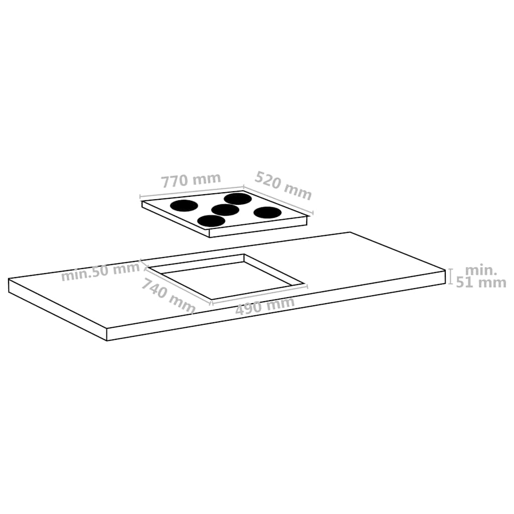 vidaXL Ceramic Hob with 5 Burners Touch Control 77 cm 8500 W 5