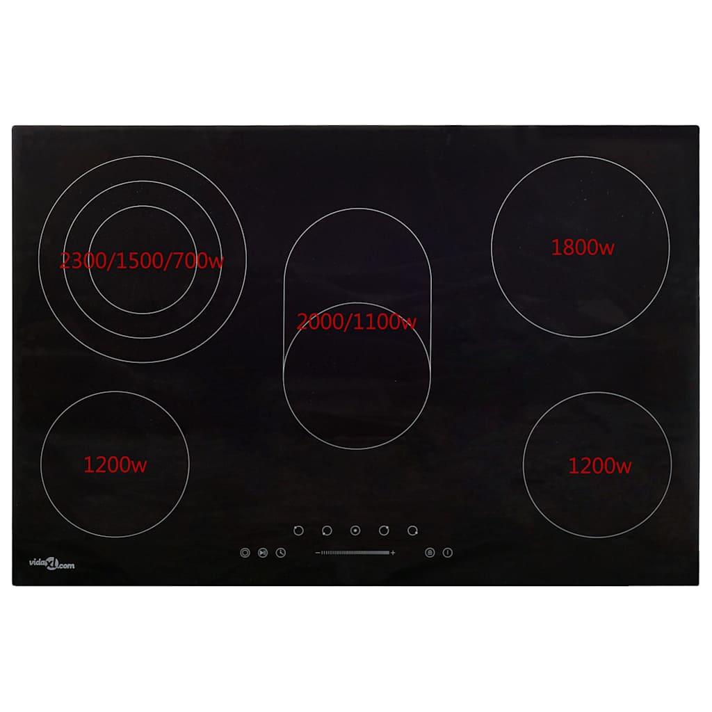 vidaXL Ceramic Hob with 5 Burners Touch Control 90 cm 8500 W 4