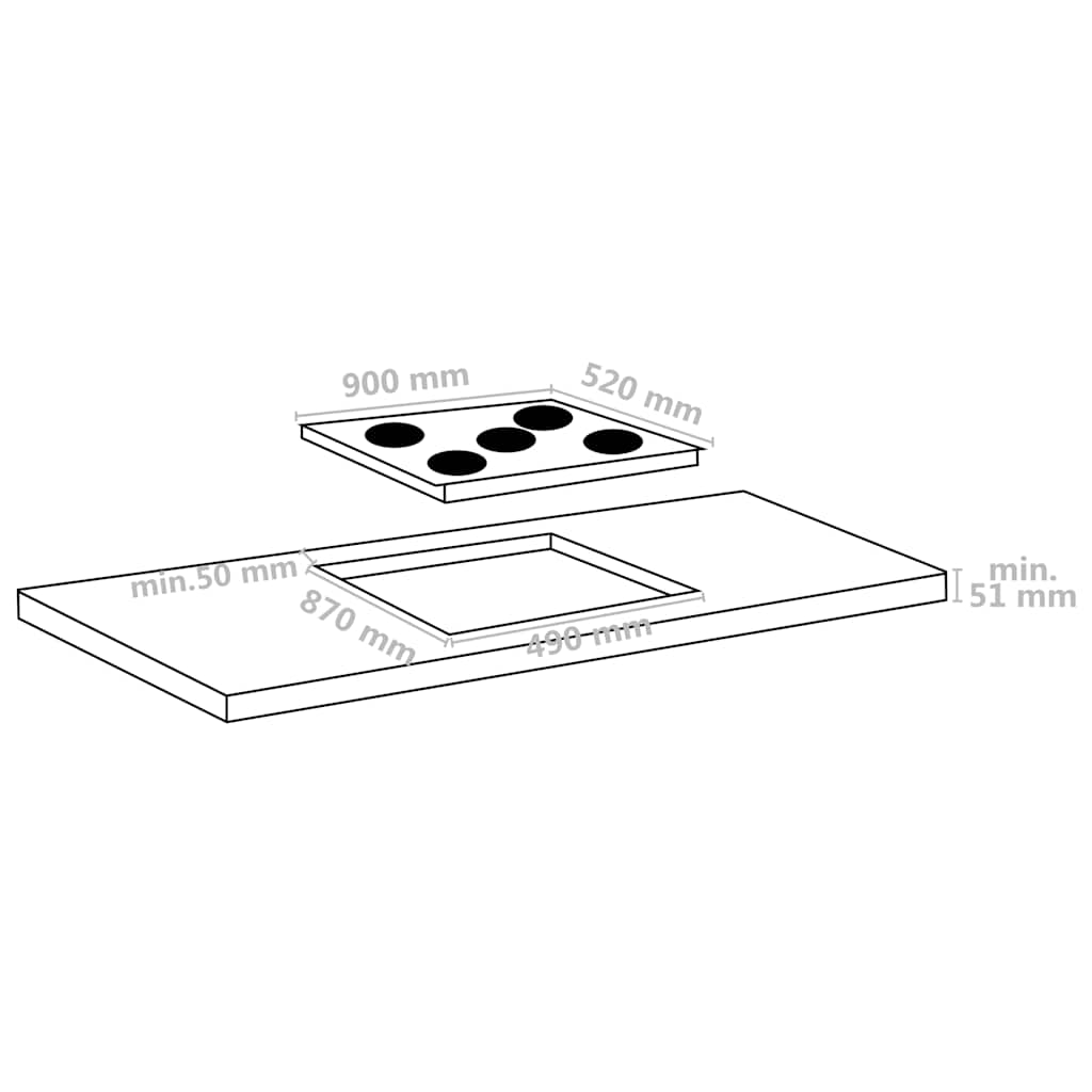 vidaXL Ceramic Hob with 5 Burners Touch Control 90 cm 8500 W 5