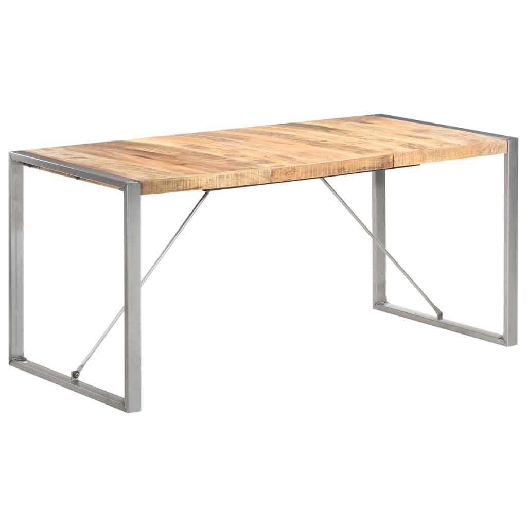 vidaXL Dining Table | Brown | Solid Mango Wood, Steel | Large |  Durable 1