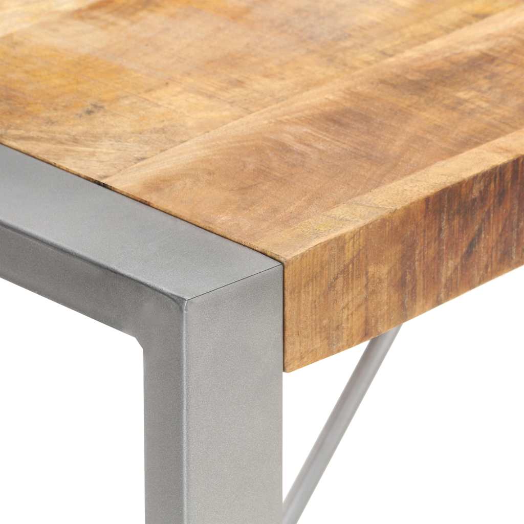vidaXL Dining Table | Brown | Solid Mango Wood, Steel | Large |  Durable 5
