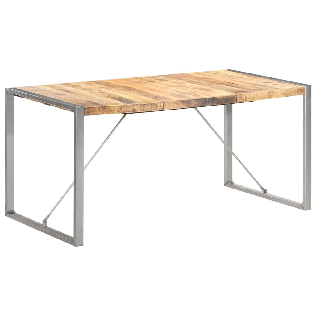 Dining Table Solid Rough Mango Wood Grey 160 cm 80 cm