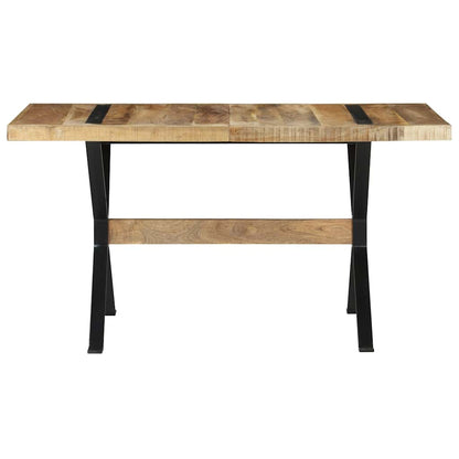 vidaXL Dining Table | Natural Mango Wood | Rough Mango Wood, Powder-Coated Steel 2