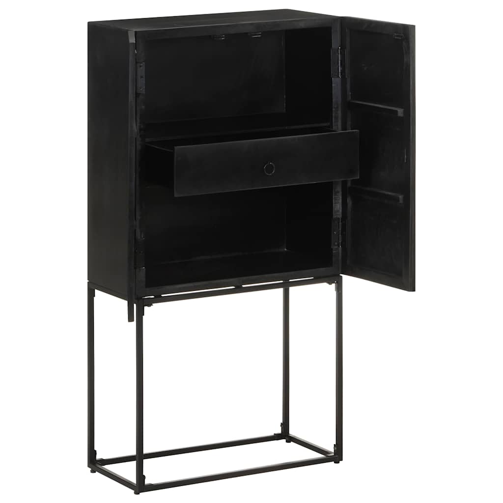321613 vidaXL Sideboard Black 60x30x120 cm Solid Acacia and Mango Wood 2