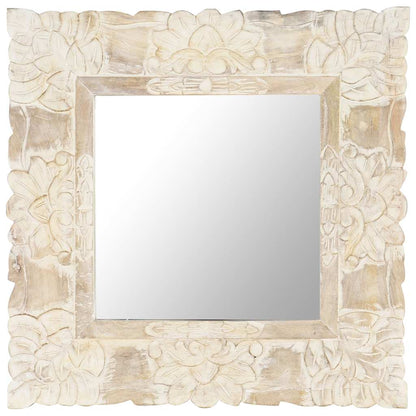 Mirror Solid Mango Wood White 50 x 50 cm