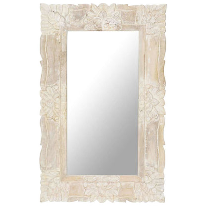 Mirror Solid Mango Wood White 80 x 50 cm