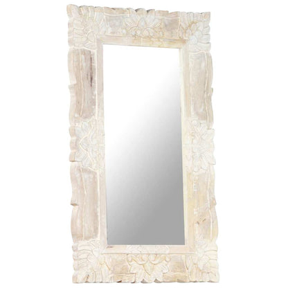 Mirror Solid Mango Wood White 80 x 50 cm