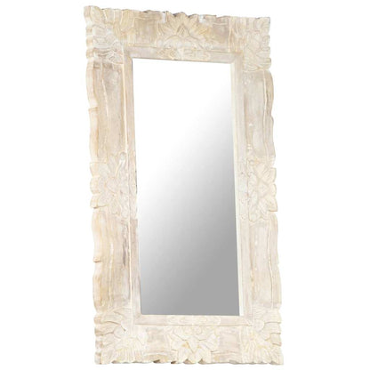 Mirror Solid Mango Wood White 80 x 50 cm