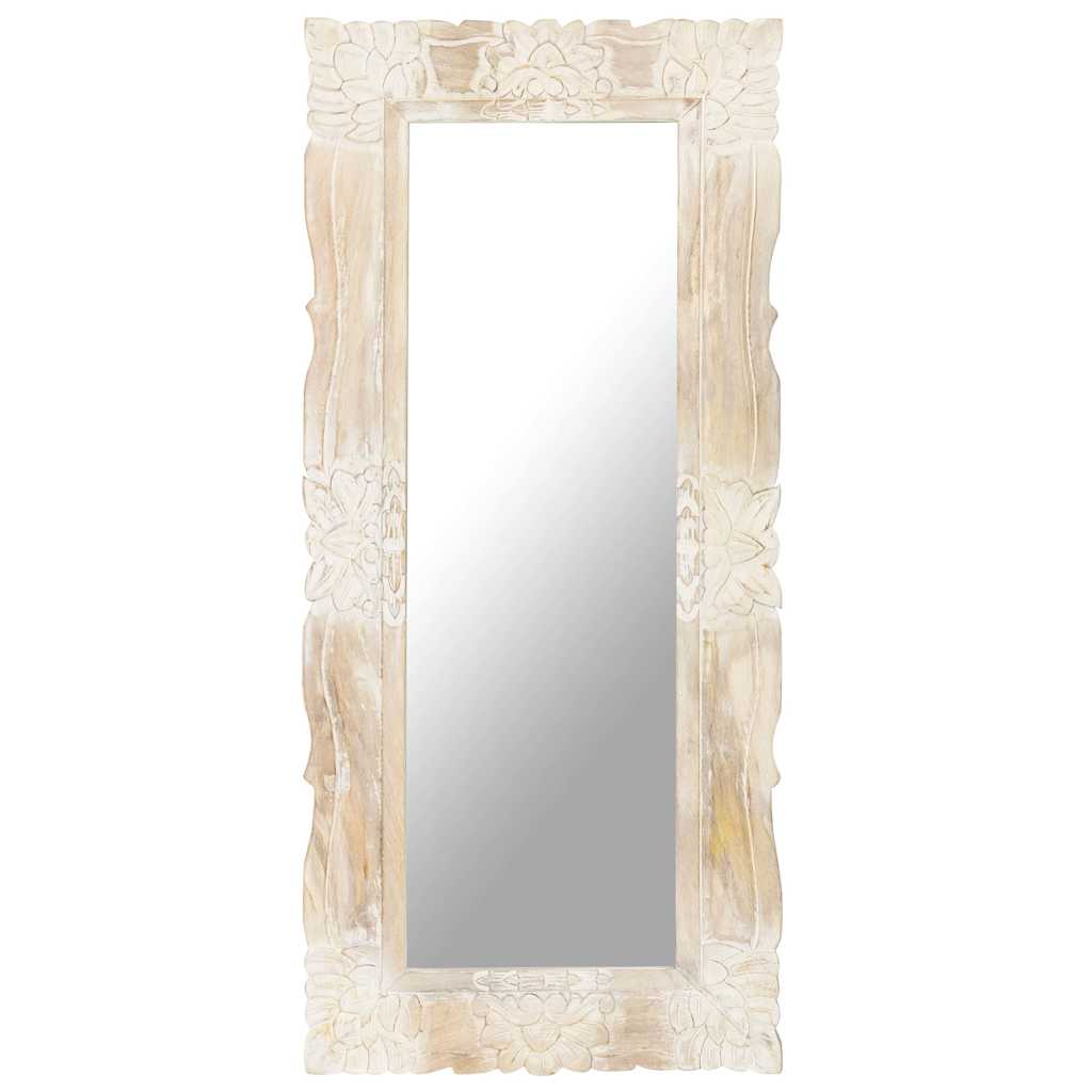 Mirror Solid Mango Wood White 110 x 50 cm