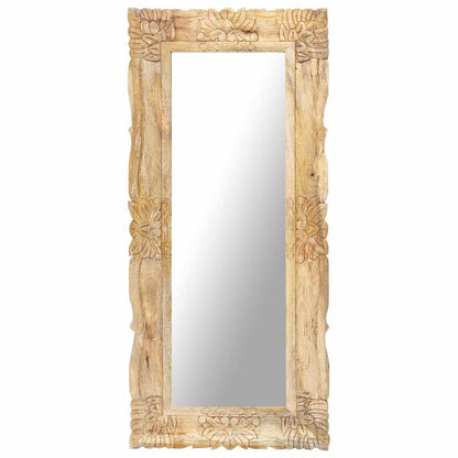 Mirror Solid Mango Wood Brown 110 x 50 cm