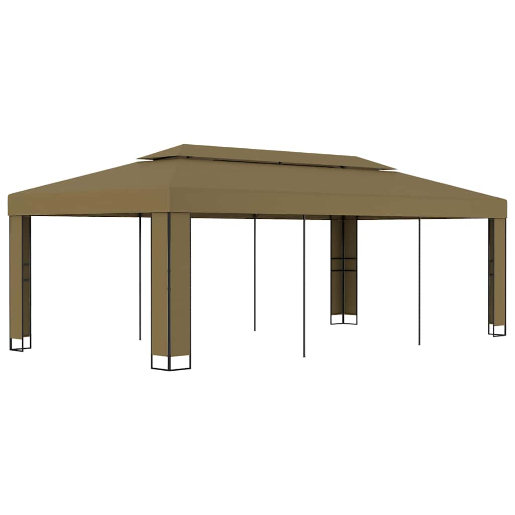 vidaXL Gazebo with Double Roof 3x6 m Taupe 180 g/m² 1