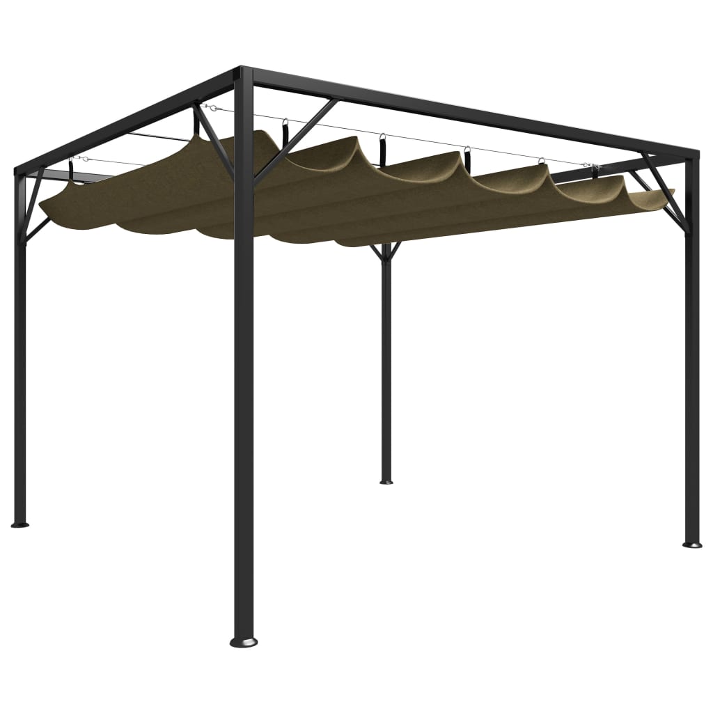 vidaXL Garden Gazebo with Retractable Roof 3x3 m Taupe 180 g/m² 1