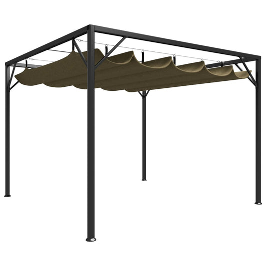 vidaXL Garden Gazebo with Retractable Roof 3x3 m Taupe 180 g/m² 1