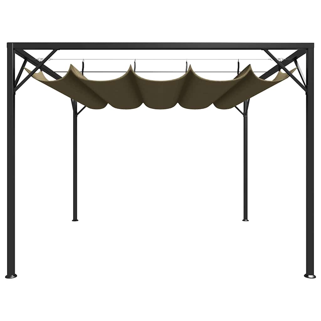 vidaXL Garden Gazebo with Retractable Roof 3x3 m Taupe 180 g/m² 2