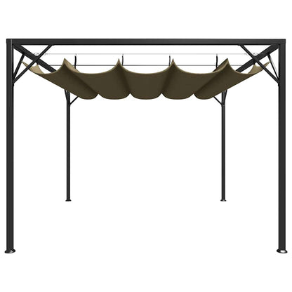 vidaXL Garden Gazebo with Retractable Roof 3x3 m Taupe 180 g/m² 2