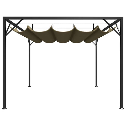 vidaXL Garden Gazebo with Retractable Roof 3x3 m Taupe 180 g/m² 2