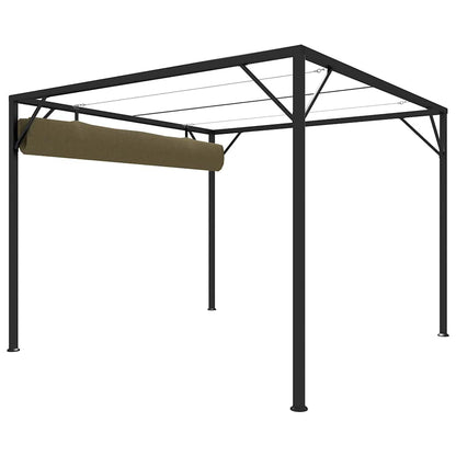 vidaXL Garden Gazebo with Retractable Roof 3x3 m Taupe 180 g/m² 5