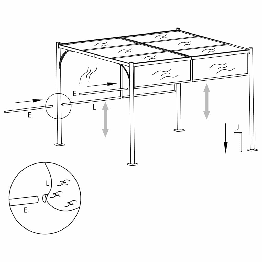 vidaXL Garden Pergola with Retractable Roof 3x3 m Taupe 180 g/m² 6
