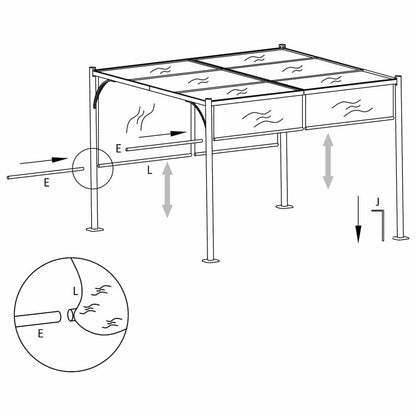 vidaXL Garden Pergola with Retractable Roof 3x3 m Taupe 180 g/m² 6