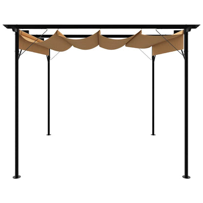 vidaXL Pergola with Retractable Roof Taupe 3x3 m Steel 180 g/m² 2
