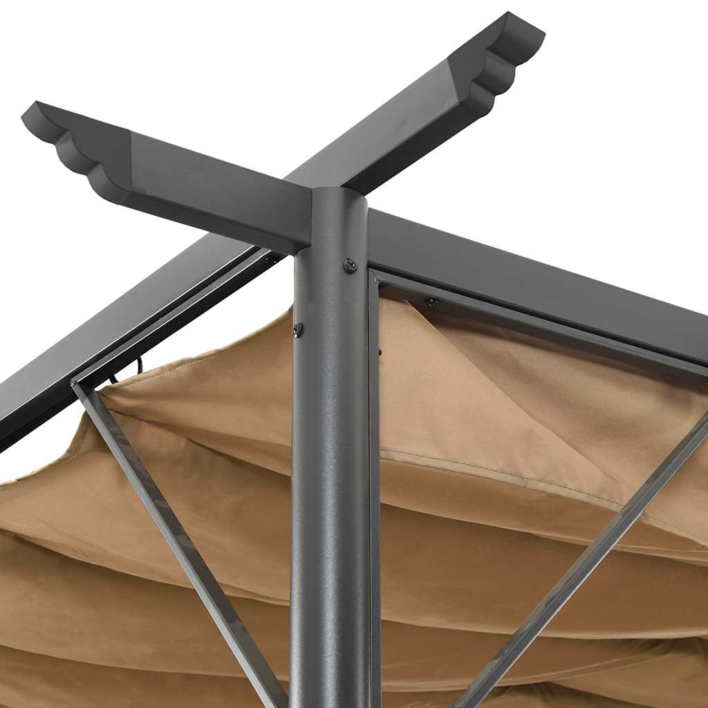vidaXL Pergola with Retractable Roof Taupe 3x3 m Steel 180 g/m² 3