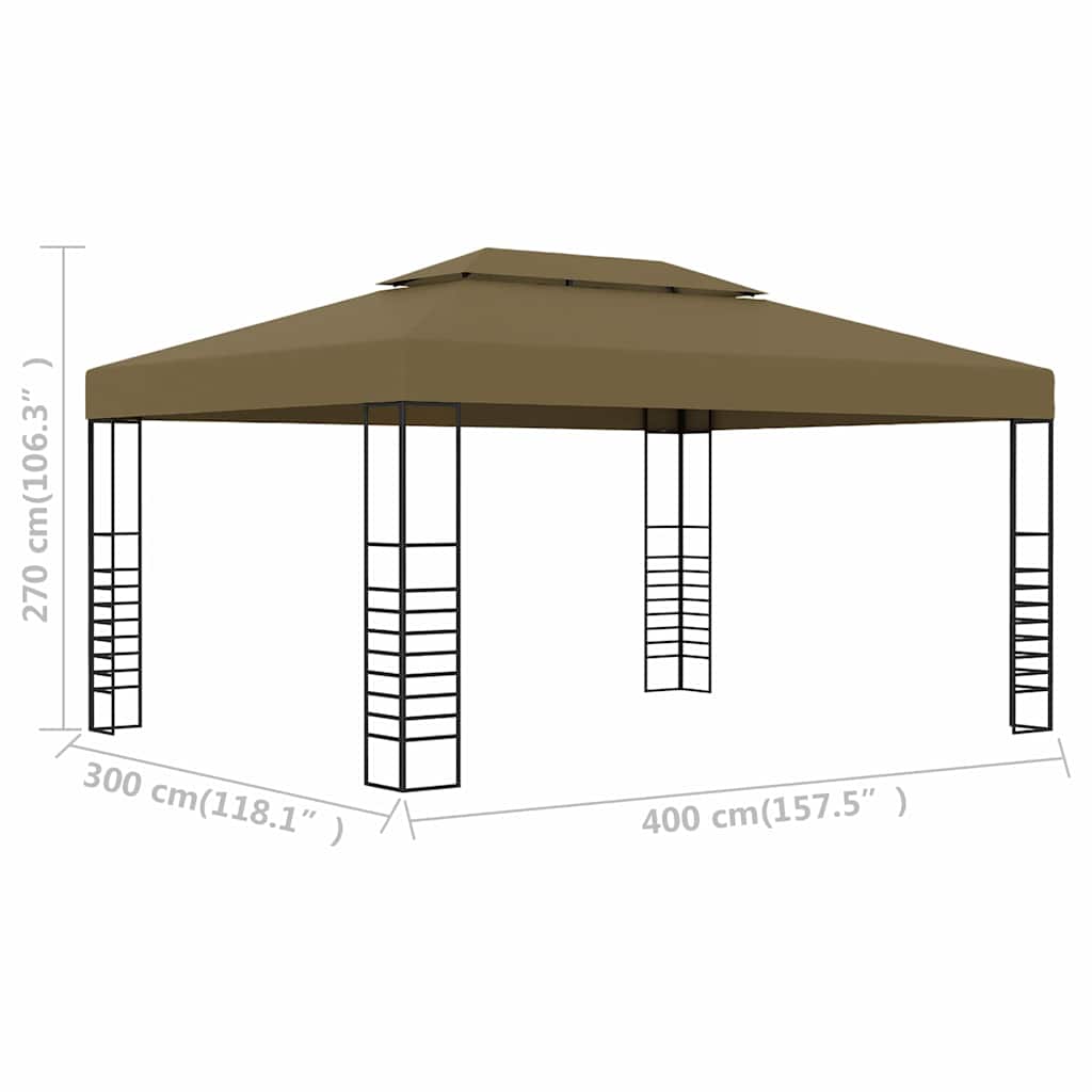 vidaXL Gazebo 3x4 m Taupe 180 g/m² 6