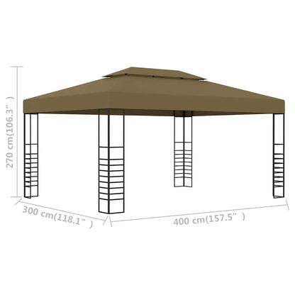 vidaXL Gazebo 3x4 m Taupe 180 g/m² 6