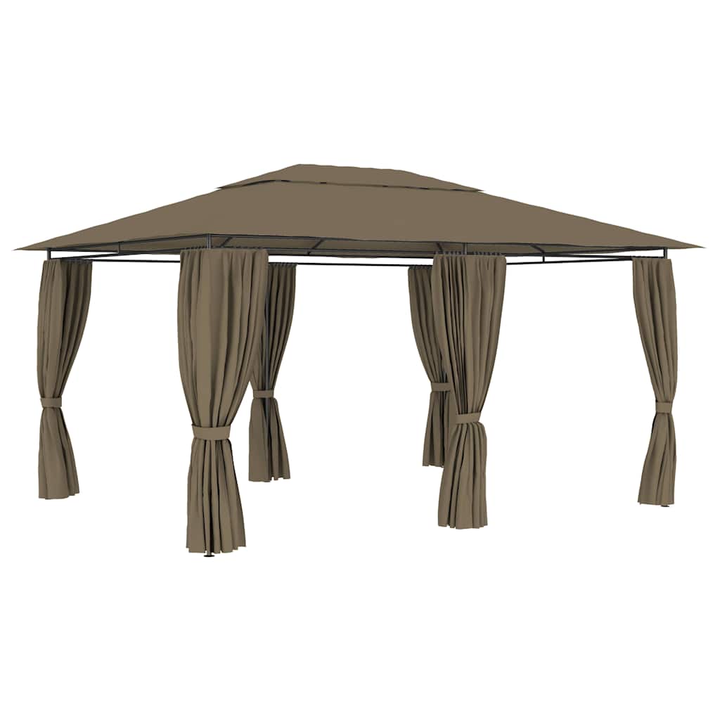 vidaXL Garden Marquee with Curtains 4x3 m Taupe 180 g/m² 1