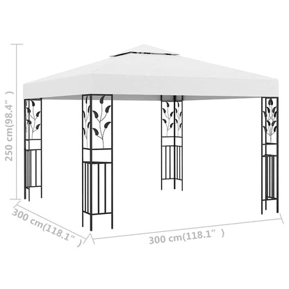 vidaXL Gazebo | White | Steel, Polyester | 3x3 m | Durable | Gazebo 5