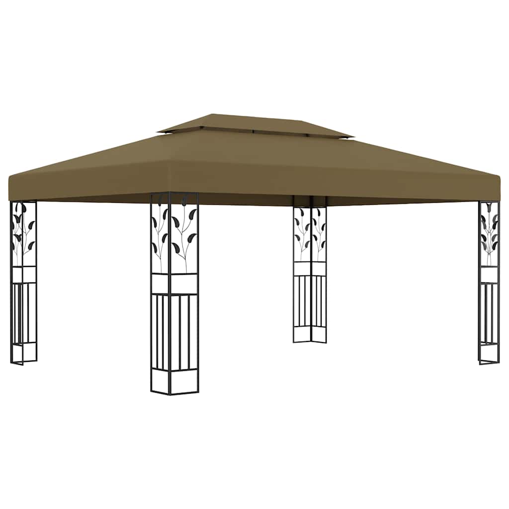 vidaXL Gazebo with Double Roof 3x4 m Taupe 180 g/m² 1