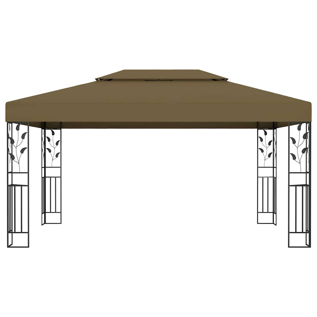 vidaXL Gazebo with Double Roof 3x4 m Taupe 180 g/m² 2