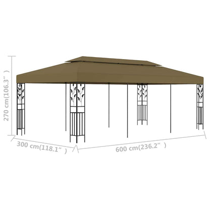 vidaXL Gazebo 6x3 m Taupe 180 g/m² 6