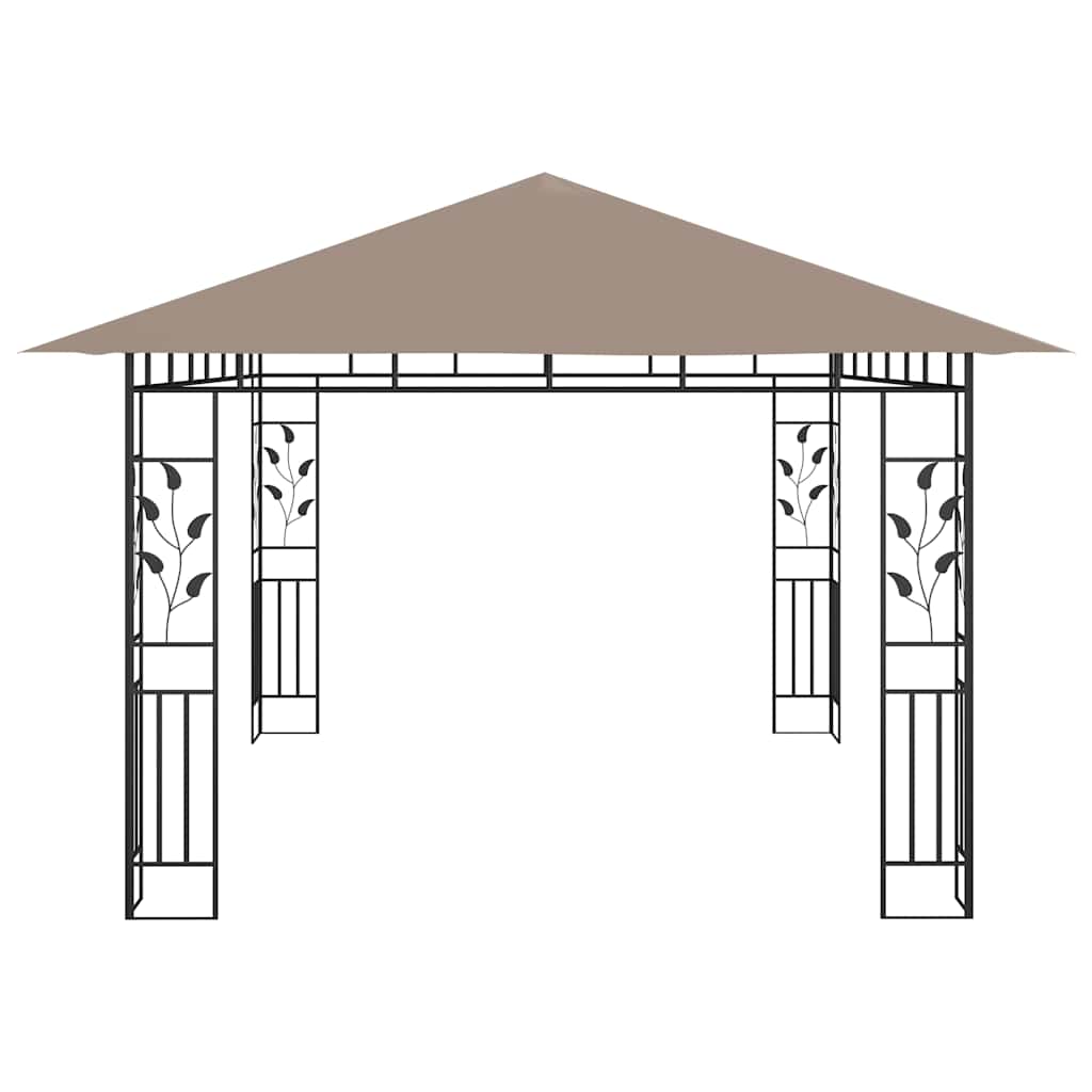 vidaXL Gazebo with Mosquito Net 4x3x2.73 m Taupe 180 g/m² 4