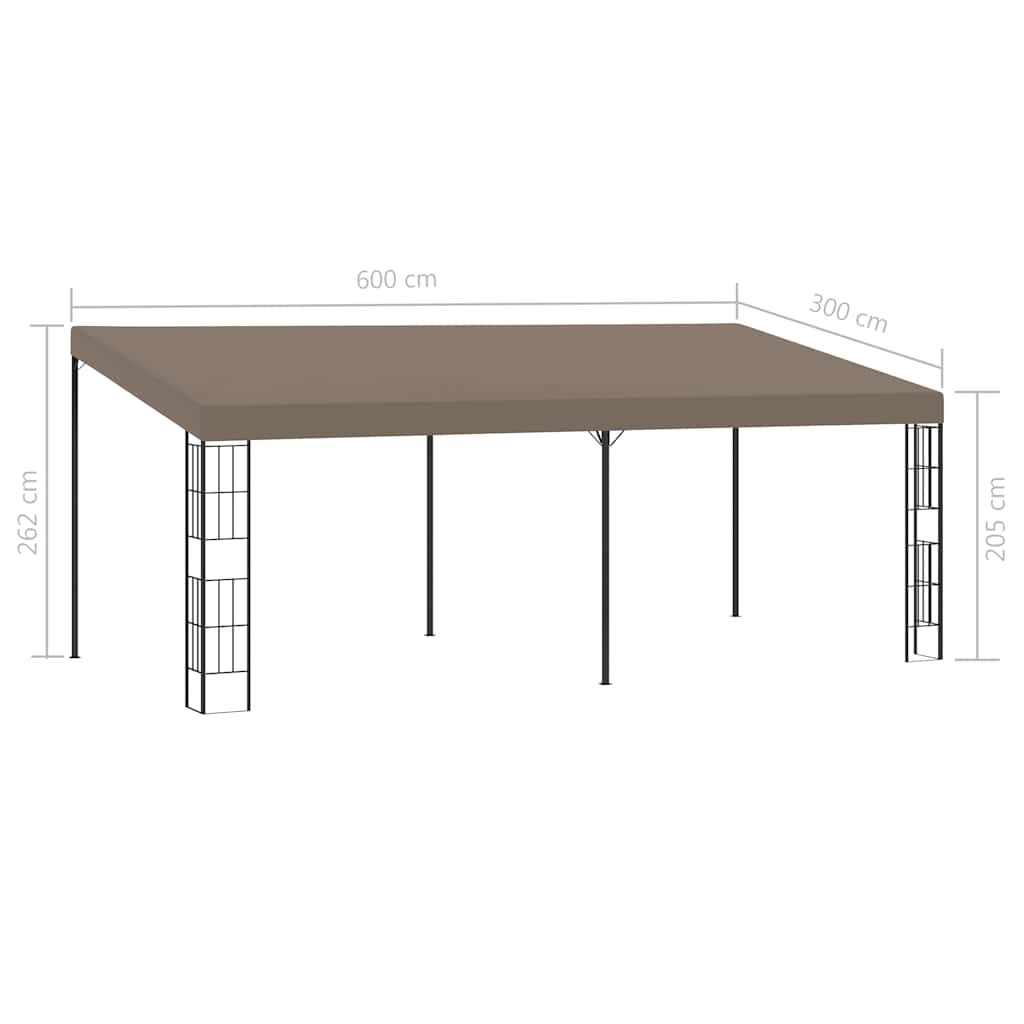 312262 vidaXL Wall-mounted Gazebo 6x3 m Taupe Fabric 6
