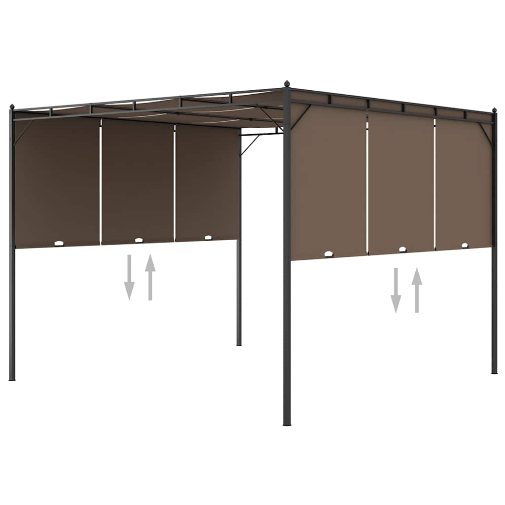 vidaXL Garden Gazebo with Side Curtain 3x3x2.25 m Taupe 1