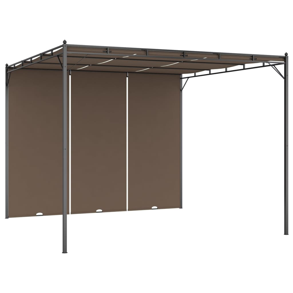 vidaXL Garden Gazebo with Side Curtain 3x3x2.25 m Taupe 2