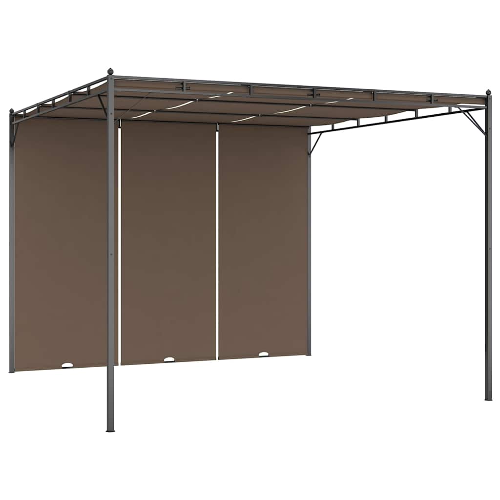 Garden Gazebo with Side Curtain Taupe 3 x 3 x 2.25 m