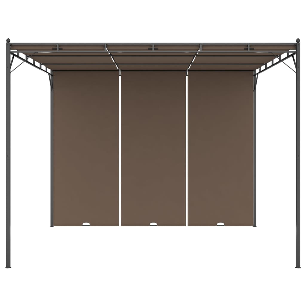 vidaXL Garden Gazebo with Side Curtain 3x3x2.25 m Taupe 3
