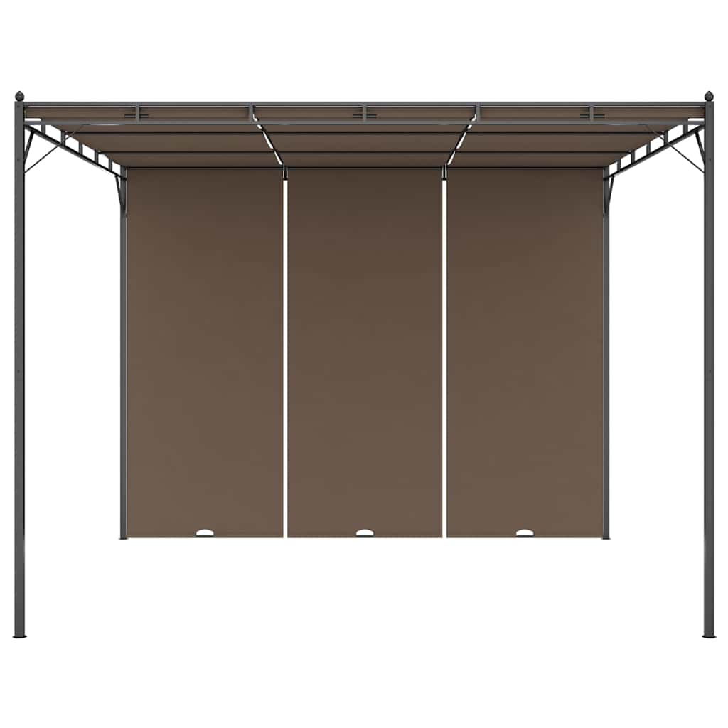 Garden Gazebo with Side Curtain Taupe 3 x 3 x 2.25 m