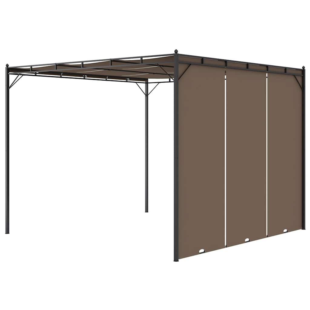 vidaXL Garden Gazebo with Side Curtain 3x3x2.25 m Taupe 5