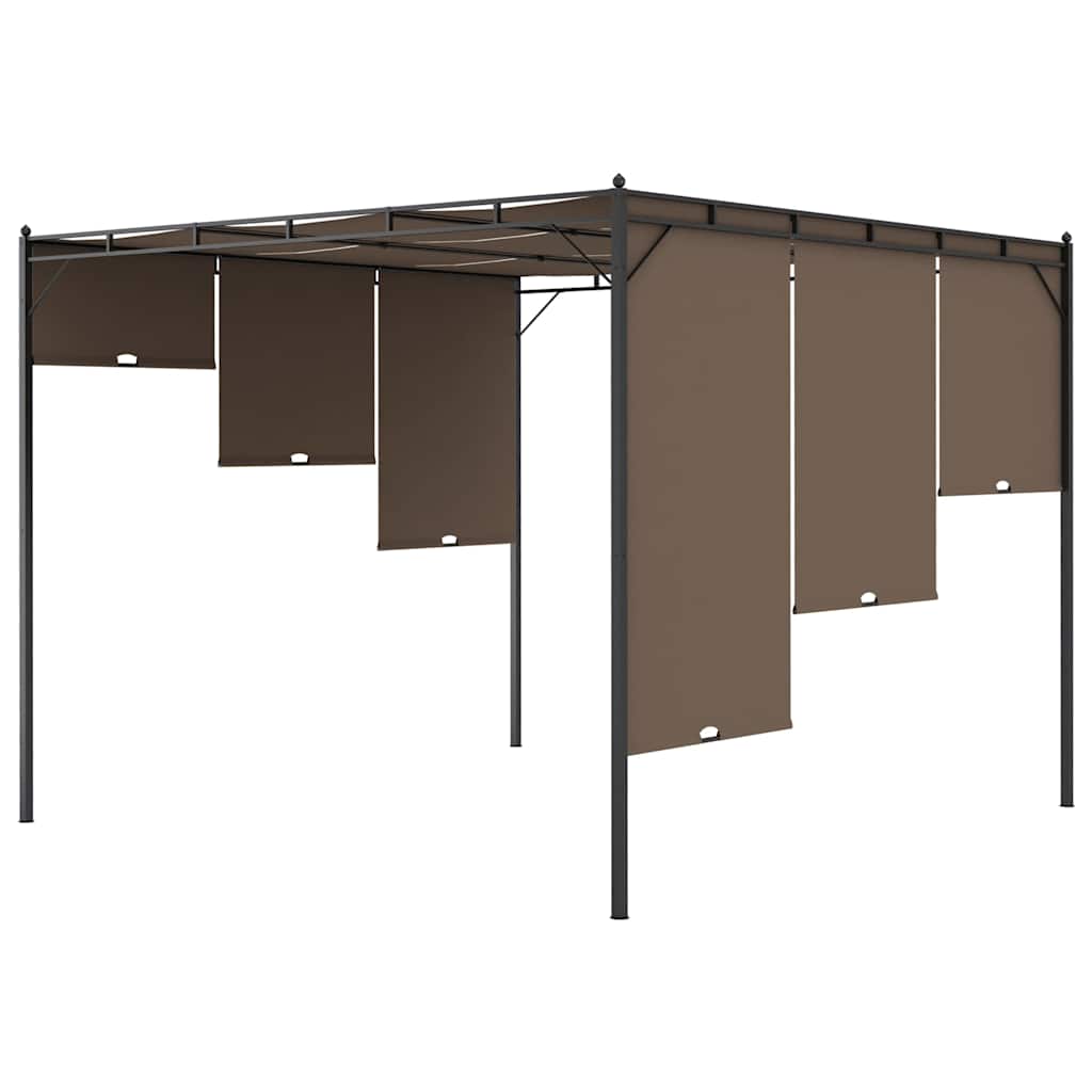 vidaXL Garden Gazebo with Side Curtain 3x3x2.25 m Taupe 6